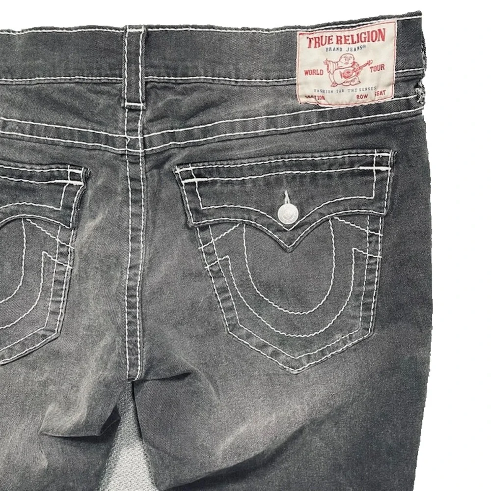 True Religion Jeans Mens 40x31 Grey Geno Relaxed Slim Big T Flap Whisker Marks